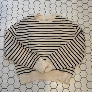 ANINE BING Cream Crewneck Sweater with Black Stripes